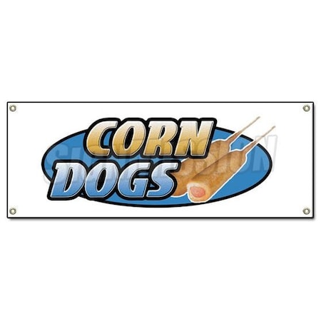 Signmission Corn Dogs Banner Heavy Duty 13 Oz Vinyl with Grommets Single Sided B-Corn Dogs
